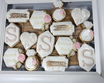 Engagement Cookies, Bridal Shower Favors, Personalized cookies (1 Doz)