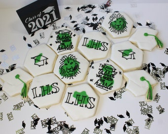 Graduation Ceremony Cookies: School Mascot, Class of 2021 (1 Dozen)