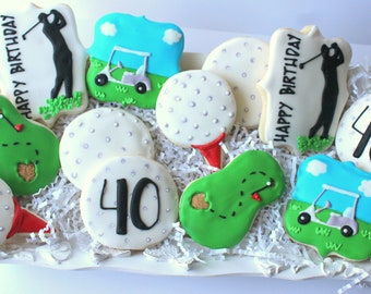 Golf 40th Birthday Cookies, Custom Decorated - 1 Dozen