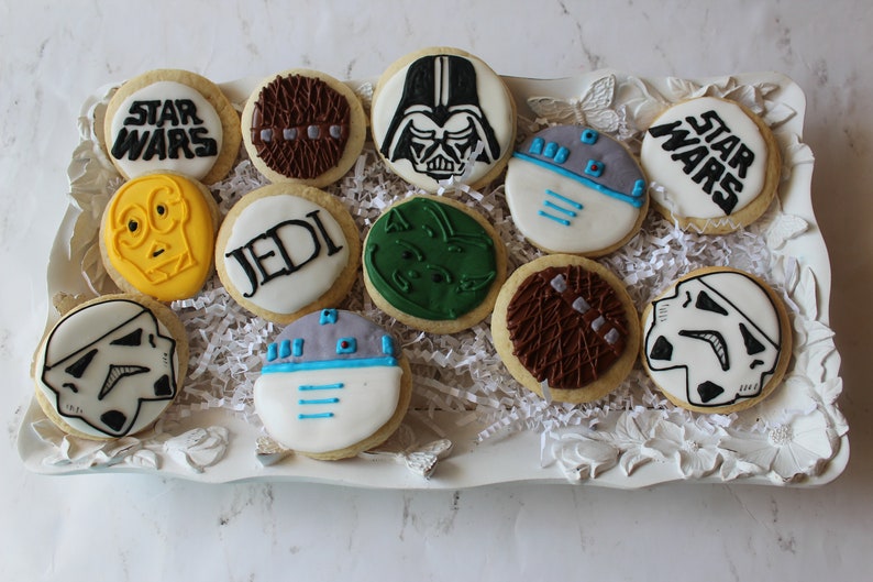 1 doz Star Wars Inspired CookiesStorm Trooper Birthday CookiesCustom CookiesBirthday Party FavorsDecorated Cookie Star Wars Party image 1