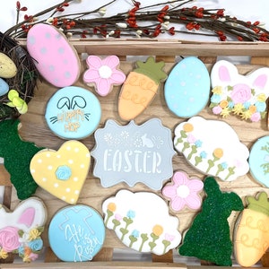 1 doz Easter Cookies*Easter cookies*Bunny Easter Cookies*Easter Egg Cookies*Easter Basket gifts*Decorated Sugar Cookie* Springtime Cookies
