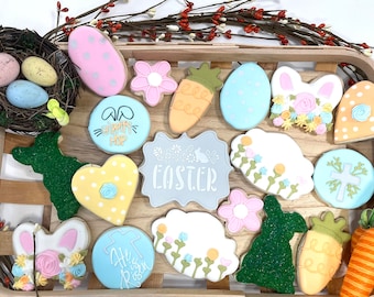 Easter Decorated Sugar Cookies - Bunny, Egg, Carrot Designs (1 Dozen)