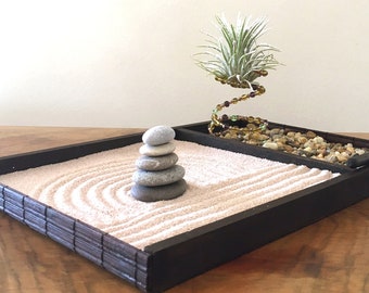 Meditation zen garden kit Middle desk zen garden Tray with sand