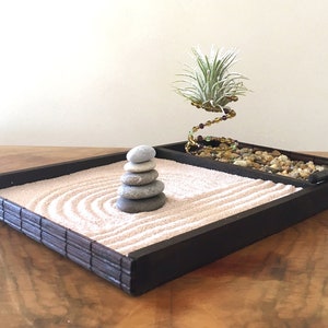 Meditation zen garden kit Middle desk zen garden Tray with sand