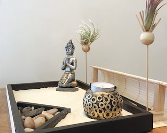 Desk zen garden kit Meditation indoor garden Wabi sabi decor