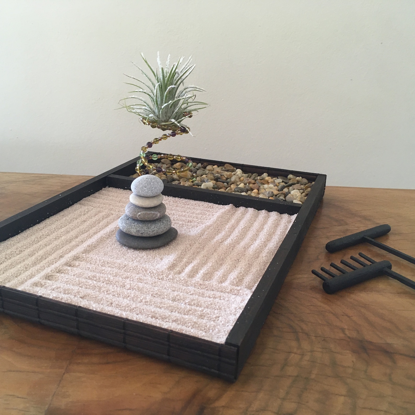 Meditation zen garden kit Middle desk zen garden Tray with Etsy