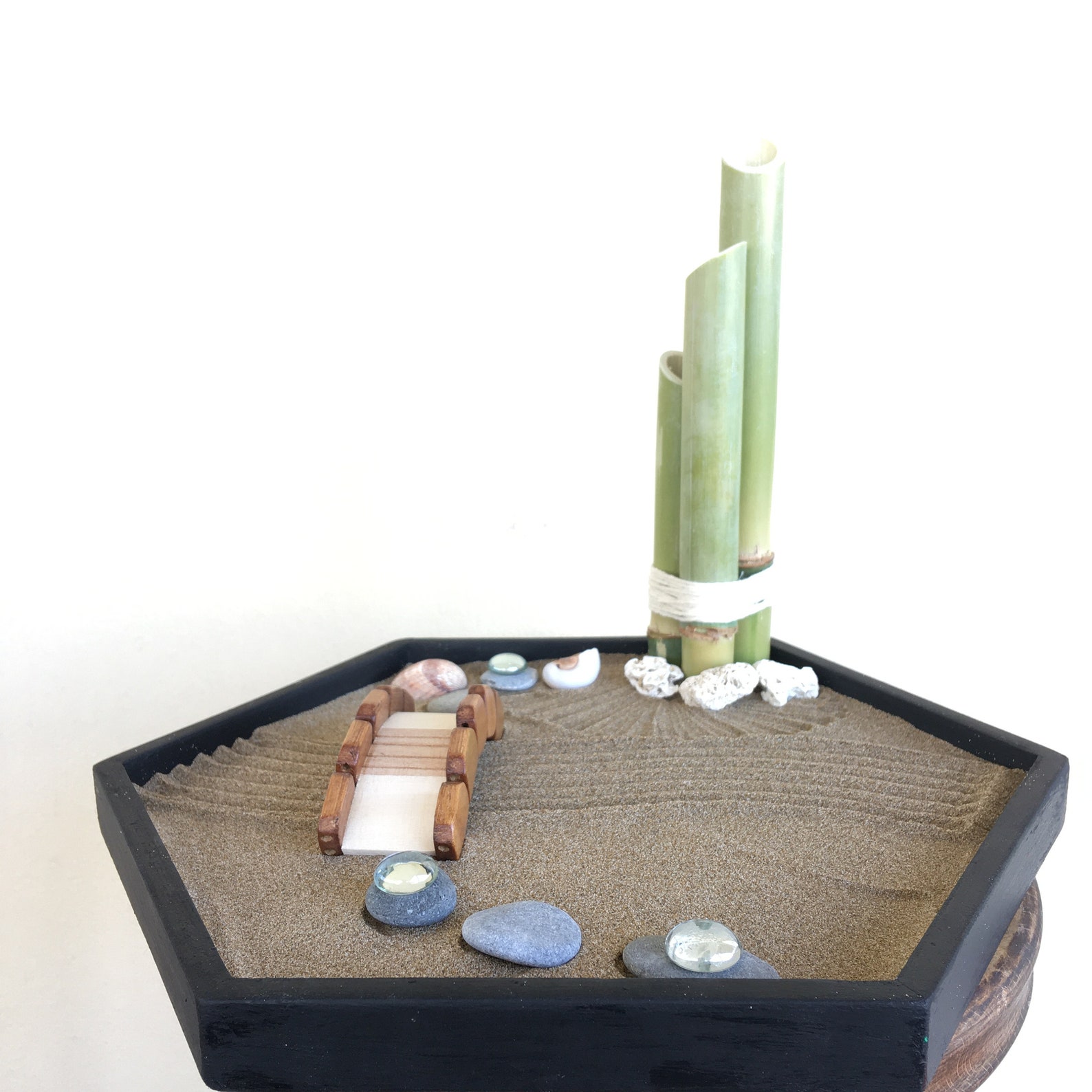 Hexagon Zen Garden Table Meditation Garden Sand With Tools Etsy