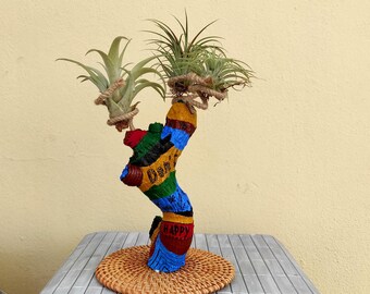 Porta piante aeree in legno unico: decorazione hippie, regalo ecologico