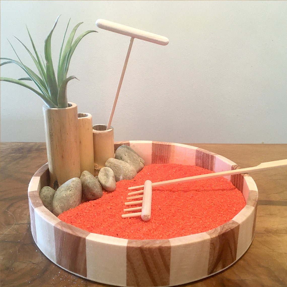 Round Mini Zen Garden Sand Set Zen Gifts Garden Kit With Tools Etsy
