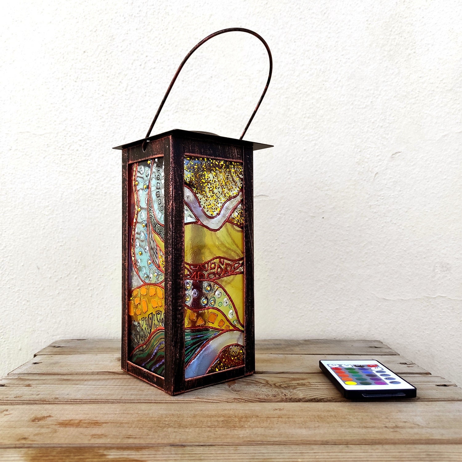 Stained Glass Small Lamp Bedside Rainbow Lamp Shade Abstraction