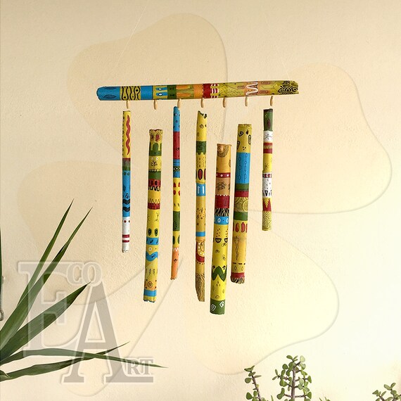 Colored Bamboo Wind Chime Outdoor Decoration Patio Decor Etsy