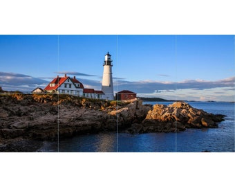 Portland Head Lighthouse Tile Mosaic -006- Sublimated Decor, Interchangeable Tiles, Display Options Available