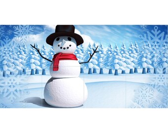 Solo Snowman with Trees Tile Mosaic -002- Sublimated Decor, Interchangeable Tiles, Display Options Available