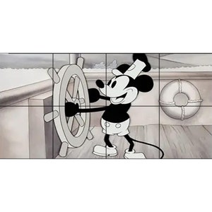 Steamboat Willie Tile Mosaic 001 Sublimated Decor, Interchangeable Tiles, Display Options Available image 1