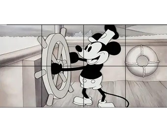 Steamboat Willie Tile Mosaic -001- Sublimated Decor, Interchangeable Tiles, Display Options Available