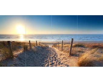 Sand Dunes and Ocean Tile Mosaic -001- Sublimated Decor, Interchangeable Tiles, Display Options Available
