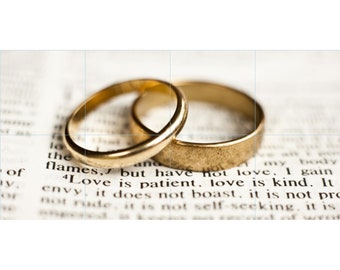 Wedding Rings with Bible Verse Tile Mosaic -001- Sublimated Decor, Interchangeable Tiles, Display Options Available