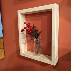 Rustic Wall Box 8x8 Depth and Color Options Available Wood Frame Floating Cube Box, Plant Display, Shadow Box, Minimalist image 2