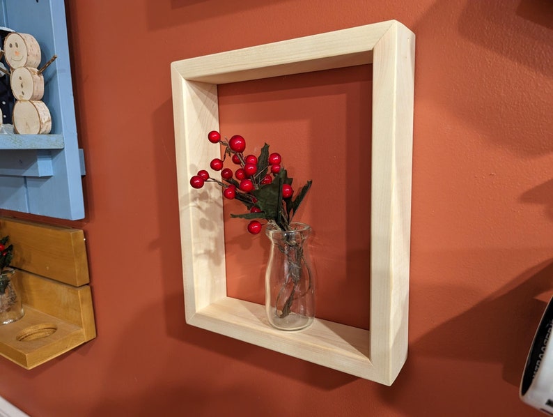 Rustic Wall Box 11x14 Depth and Color Options Available Wood Frame Floating Cube Box, Plant Display, Shadow Box, Minimalist image 1