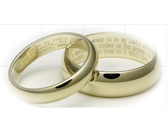 Wedding Rings with Vowes Inside Bands Tile Mosaic -002- Sublimated Decor, Interchangeable Tiles, Display Options Available