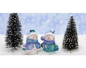 Couple of Snow People Tile Mosaic -004- Sublimated Decor, Interchangeable Tiles, Display Options Available