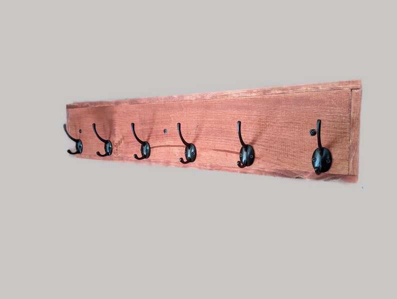 Rustic Wood Coat Rack Decor Color Size Options Available Great for Jackets, Clothes, Hats, Scarfs, Leases, Keys Rustic Wall Organizer image 2