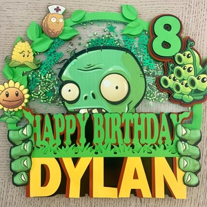 Plant vs Zombies cake topper. Shaker cake topper . Plant vs Zombies Party. Personalized cake topper. Custom Birthday party ideas. Gamer boy