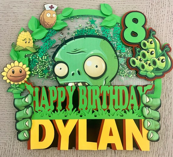 Decoración para tarta de plantas vs zombies. Topper de pastel - Etsy España