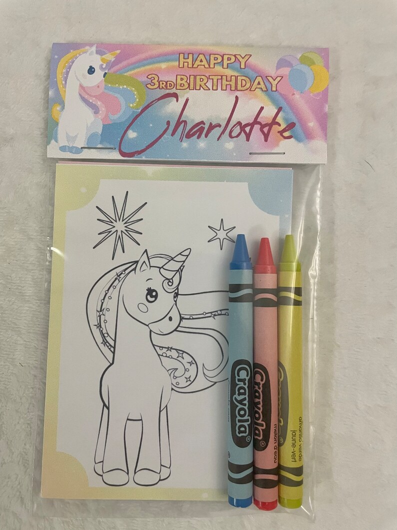 Personalized Unicorn Coloring Kit Party Favors: Custom Crayons & Pages ...