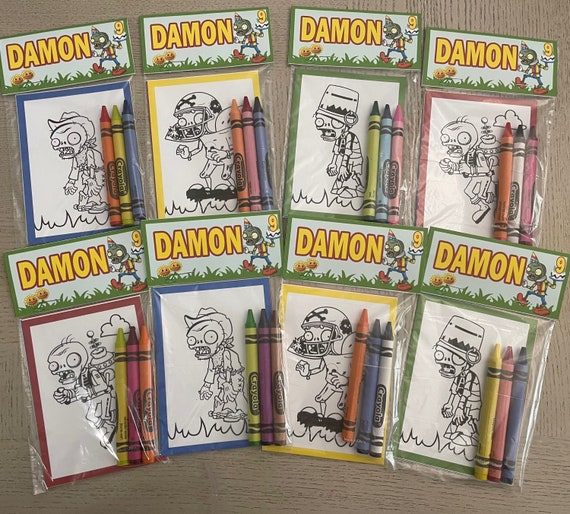 Plants Vs Zombies Party Favor Coloring Kit. Personalized Coloring