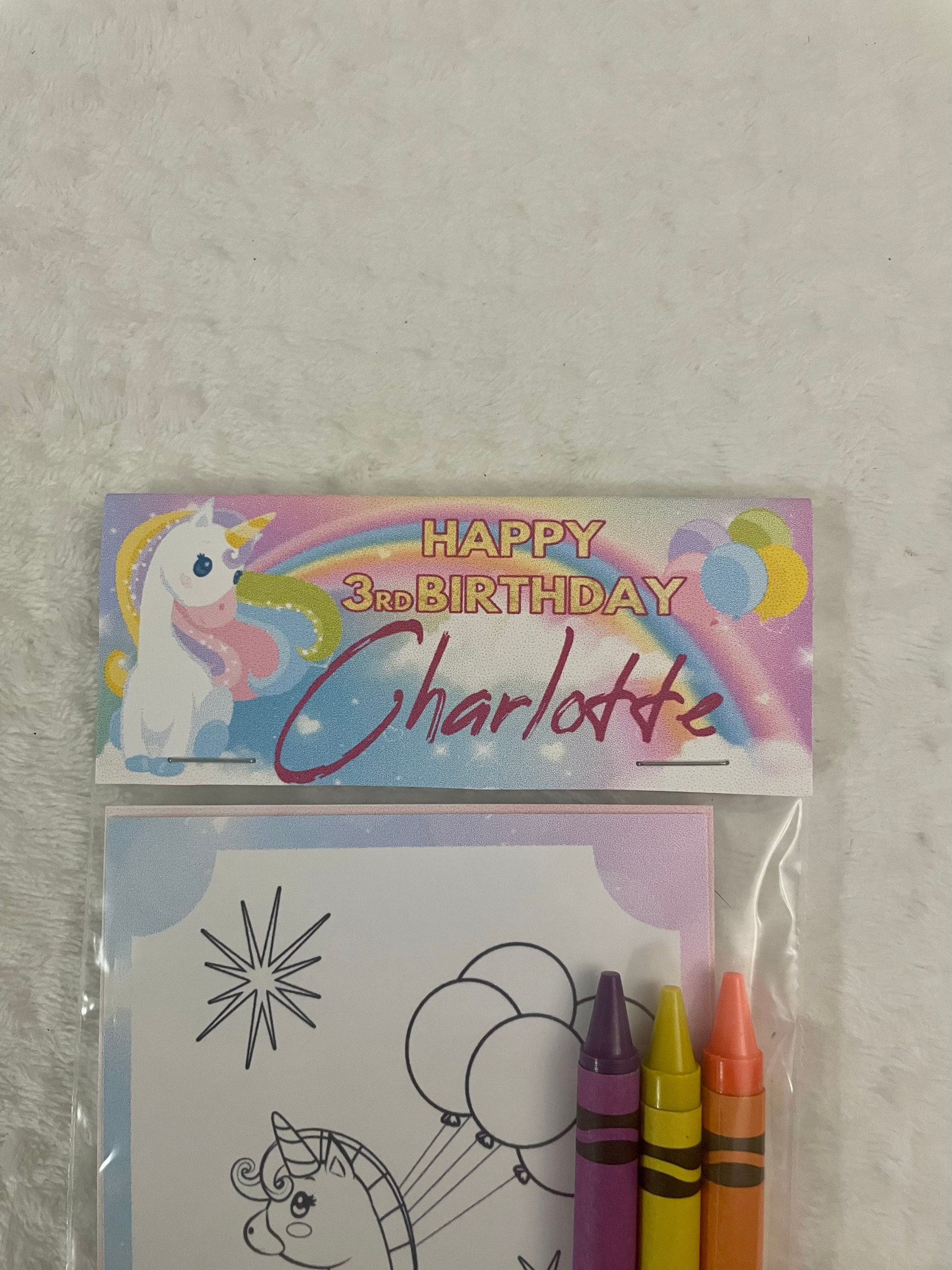 Personalized Unicorn Coloring Kit Party Favors: Custom Crayons & Pages ...