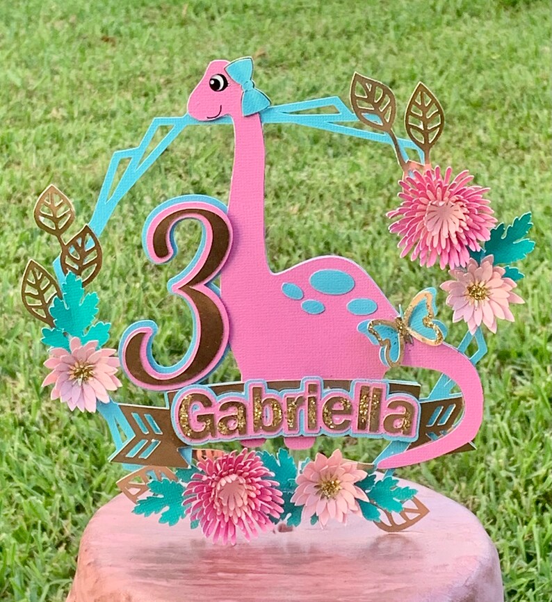 Girl Dinosaur Cupcakes Topper. Dinosaur Birthday Party Ideas. Etsy