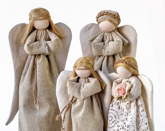 Tall 11,8 Inch Guardian Angel figurines  Family of four. God's Love Archangel Talisman