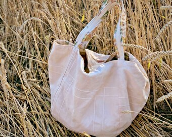 Large ToteNatural Linen upcycled white hemp Large Beach BagLinen white stripe toteMonogram possibleLinen Extra Large Oversize Beach tote