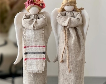 Gift Set Couple Tall Angels : Motanka Rag Dolls. Ethnic Ukrainian style Statue