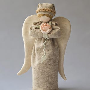 Guardian Angel Doll Ukrainian Motanka Linen Doll Angel Figurine Vintage Lace Rag Doll Ethnic Doll  Fast shipping from USA
