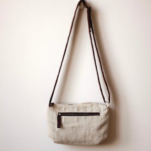 Nature Print Linen Small Crossbody Bag Simple Style. Shoulder Purse ...