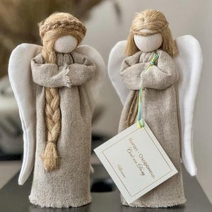 Couple of Angel Miniature Ukrainian Dress Dolls. Guardian Angel Couple Angel Charm. God&#39;s Love Archangel Talisman.