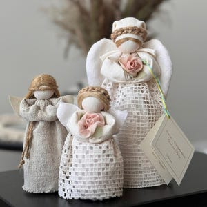 Holy Family Guardian Angels Figurines Mom and Сhilds. Faceless Angel Rag Dolls. Ethnic Motanka Dolls Ukrainian Design. Christian Gift
