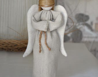 Linen Guardian Angel Doll: Masculine Motanka, Ukrainian Gift