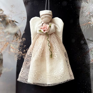 Schutzengel Puppe Ukrainische Puppe Motanka Wanddekoration, Vintage Sammler Spitze ethnische Puppe. Christbaumspitze. Engel Stern