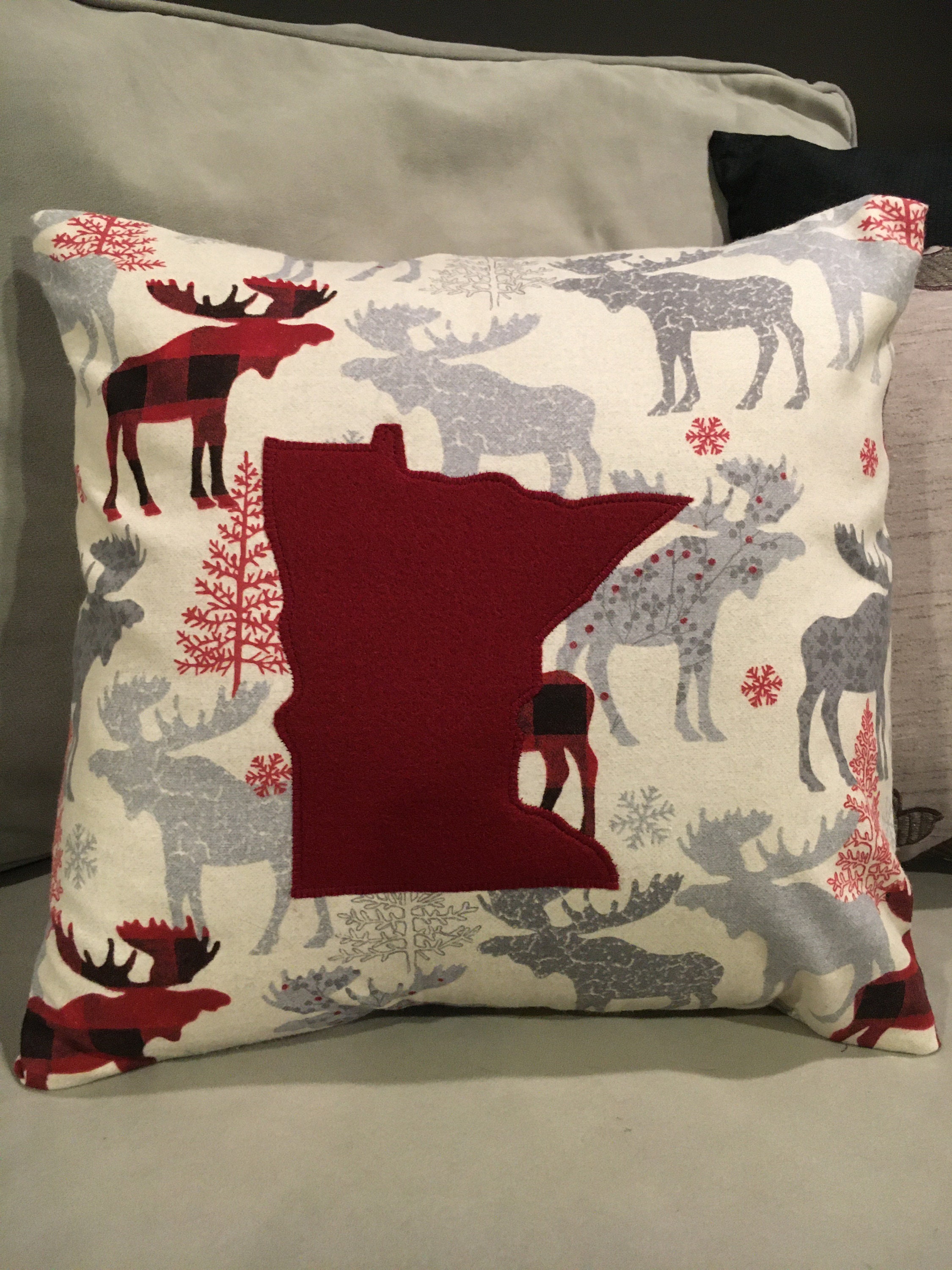Minnesota Appliqué Decorative Pillow Cover Minnesota Pillow Etsy