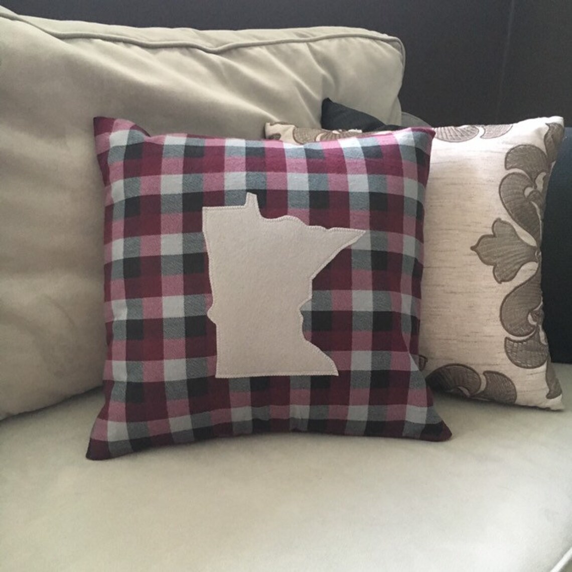 Minnesota Appliqué Decorative Pillow Cover Minnesota Pillow Etsy