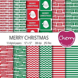Merry Christmas digitaal papier, rood en groen kerst digitaal papier, Merry Christmas patroon, kerst scrapbook papier, naadloos patroon
