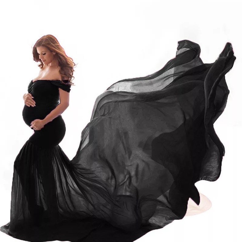 Pregnancy Photoshoot Blue Flowing Maxi Dress Baby Reveal Etsy