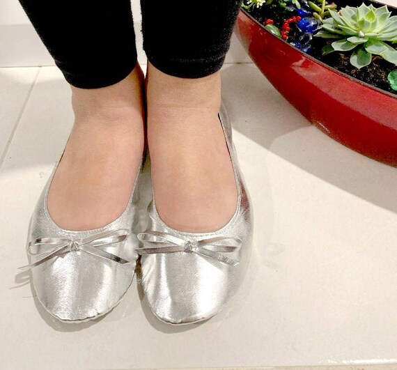 silver foldable ballet flats