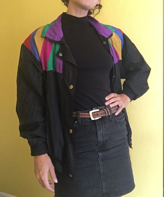 1980s rainbow silk jacket