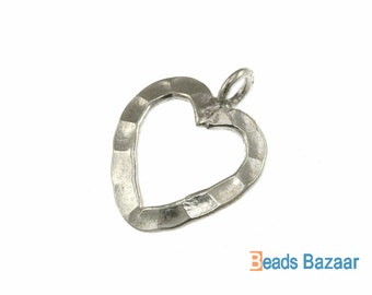 Silver Heart Charm Karen Hill Tribe silver Hammered Wire Heart Charm Hammered Wire Heart Charm Hammered Heart Charm 18.3mm