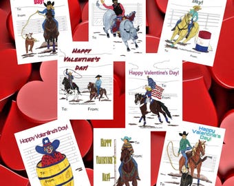Cartes de Saint-Valentin sur le thème du rodéo pour cow-kids