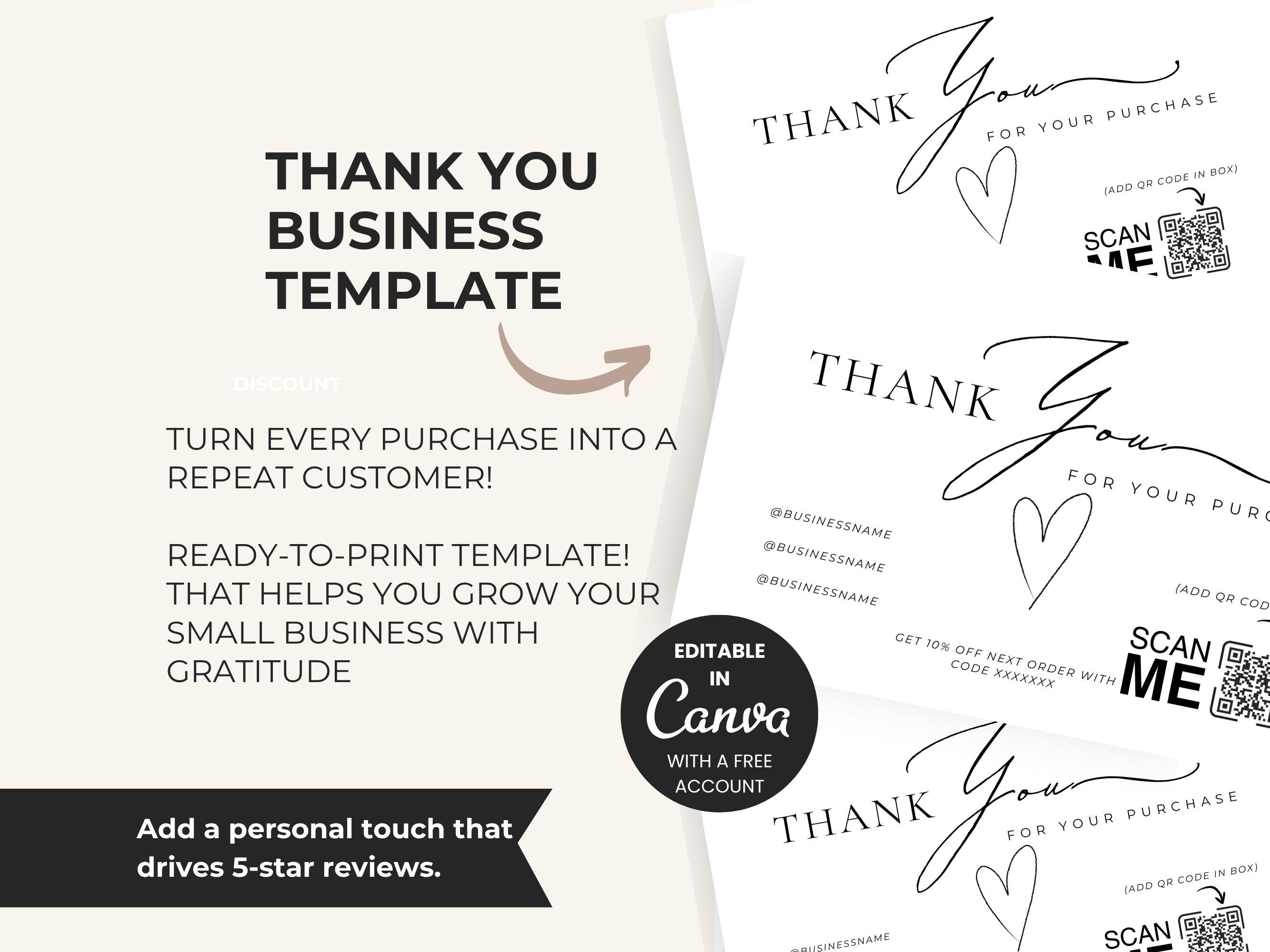 Editable Business Thank You Card Template | Canva Insert (digital ...